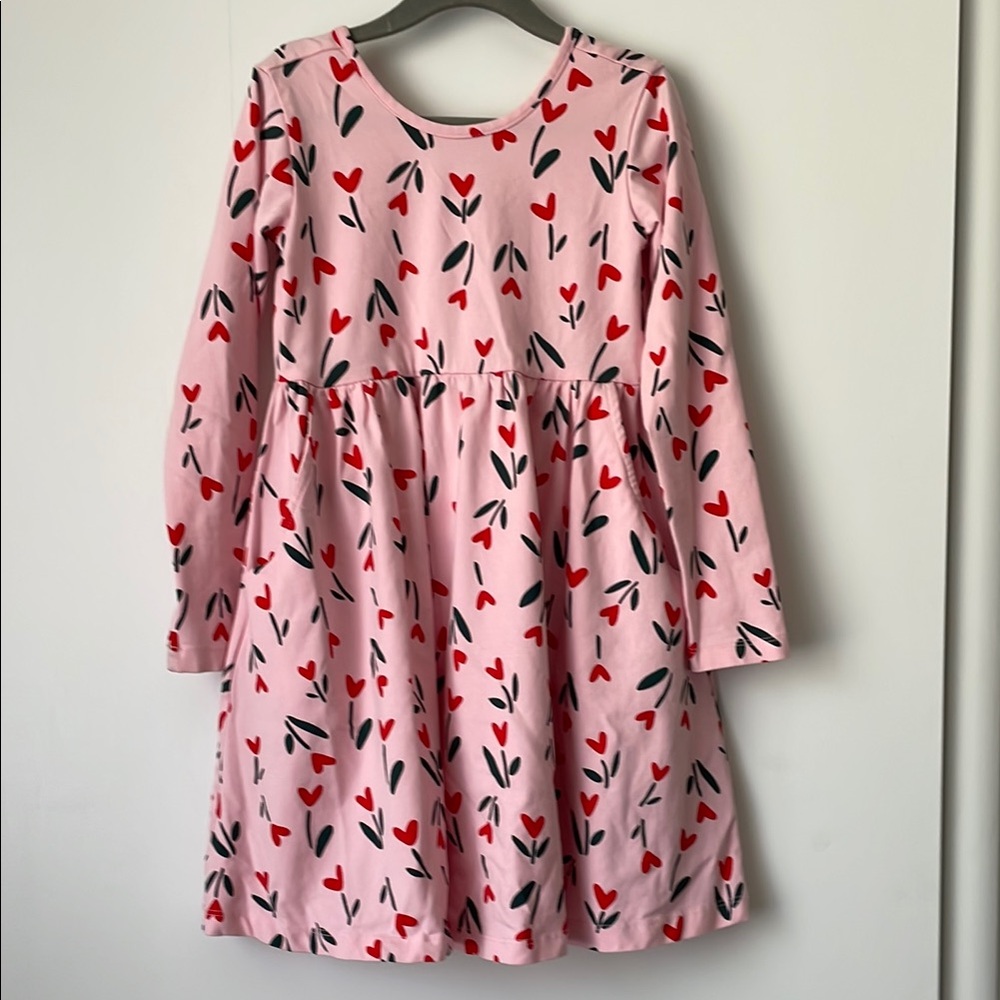 Hanna Andersson Pink Heart Patterned Kids Dress 120 cm (size 6-7) LIKE NEW!